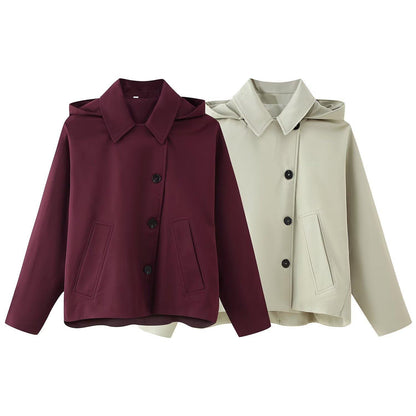 Women's transitional jacket with high collar and practical pockets Chic und Stil