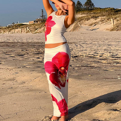 Dames Ensemble Maxi Imprimé Floral Chic und Stil