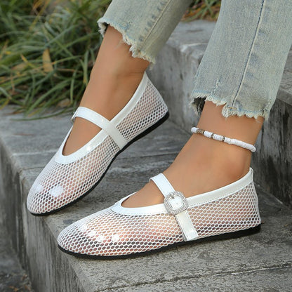 Ballerines élégantes pour dames avec design en maille respirante et bandoulière à la mode Chic und Stil