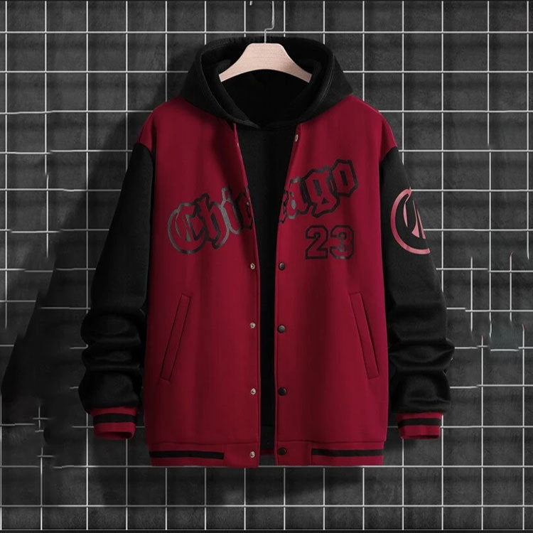 Veste à capuche sportive pour hommes avec design de baseball moderne et poches latérales pratiques Chic und Stil