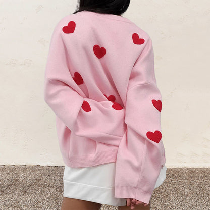 Dames Pull Confortable avec Motif Cœur Chic und Stil