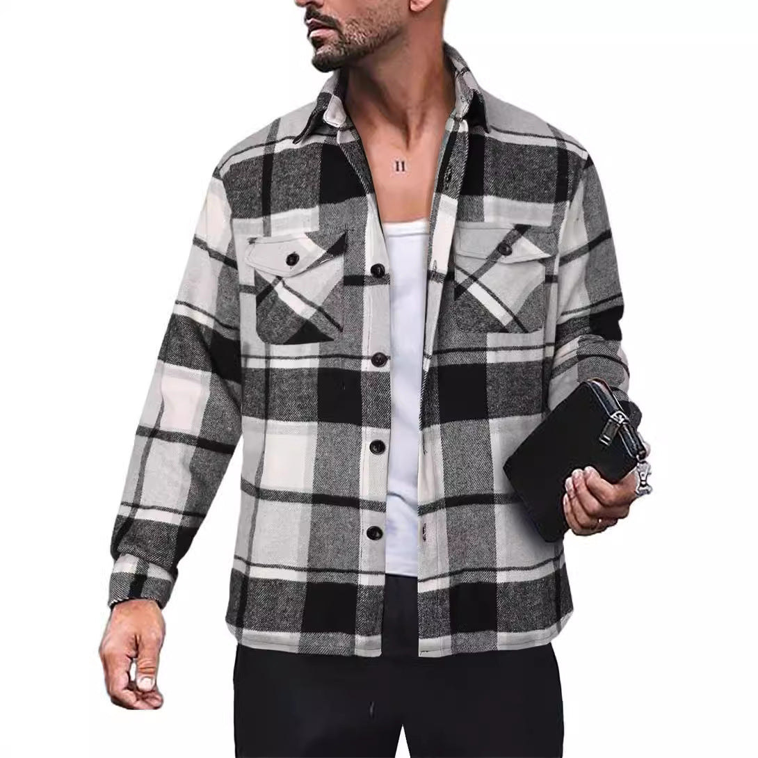 Chemise en flanelle pour hommes avec motif à carreaux et poches fonctionnelles Chic und Stil
