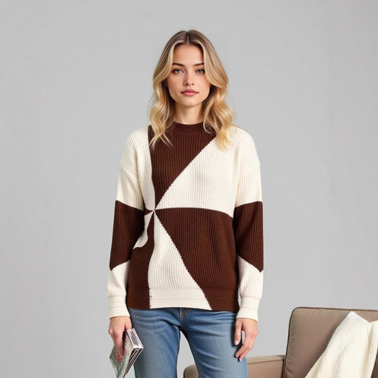 Pull en tricot pour dames avec design géométrique et coupe décontractée Chic und Stil