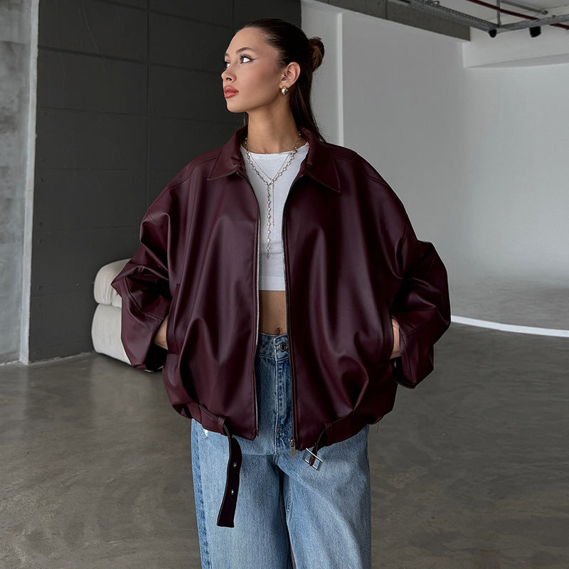 Dames élégante veste en cuir synthétique Chic und Stil