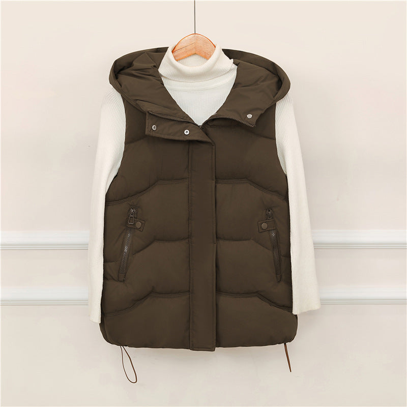 Dames Gilet matelassé à capuche avec poches zippées pratiques Chic und Stil