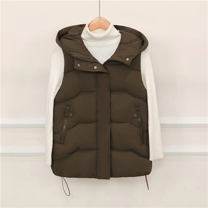 Dames Gilet matelassé à capuche avec poches zippées pratiques Chic und Stil
