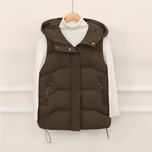 Dames Gilet matelassé à capuche avec poches zippées pratiques Chic und Stil