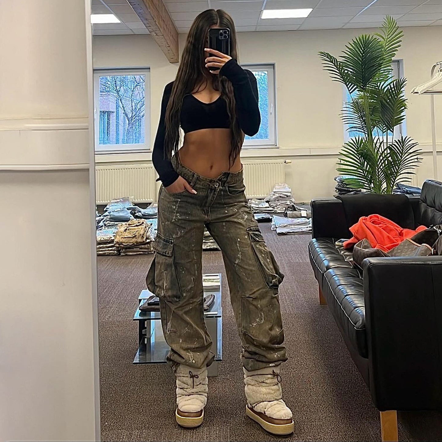 Dames casual Cargo-jeans au look vintage Chic und Stil