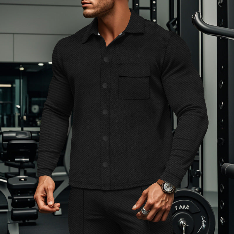 Chemise à manches longues structurée pour hommes avec poche poitrine pratique Chic und Stil