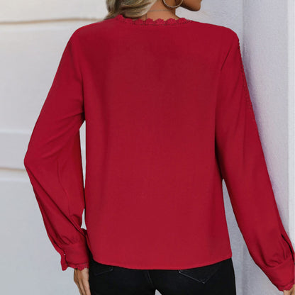 Blouse élégante pour femmes avec des accents en dentelle et patte de boutonnage Chic und Stil