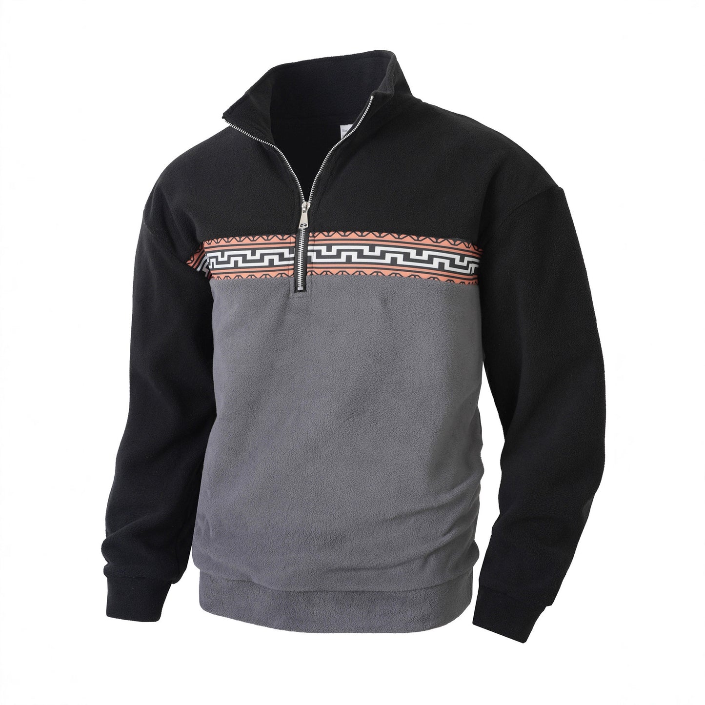 Men's fleece pullover with stylish high neck and contrasting pattern Chic und Stil