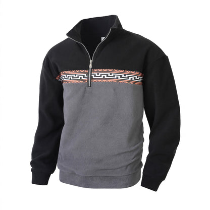 Men's fleece pullover with stylish high neck and contrasting pattern Chic und Stil