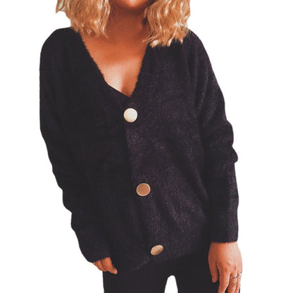 Dames Pull à cardigan douillet avec détails de boutons et design ample Chic und Stil