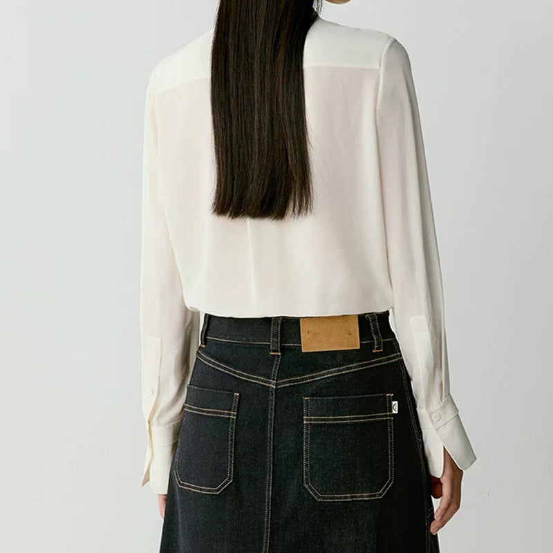 Blouse élégante plissée à boutons pour femmes Chic und Stil