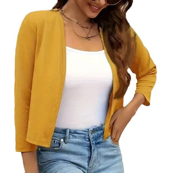 Cardigan féminin aéré avec design avant ouvert et manches ¾ Chic und Stil