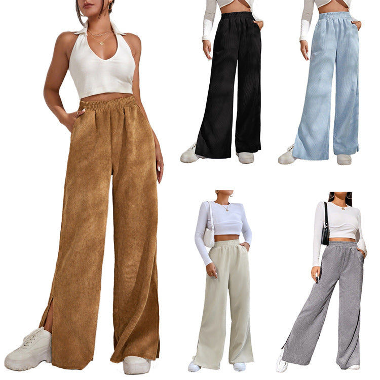 Chic and Style Wide Ribbed Pants for Women