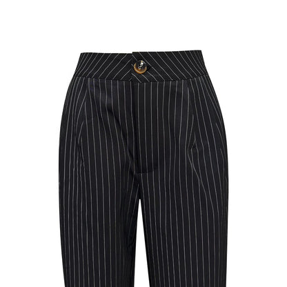 Women Elegant High Waist Pants with a Chic Pinstripe Pattern and Style