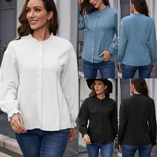 Chemisier femme avec ourlet à volants et détails de boutons Chic und Stil