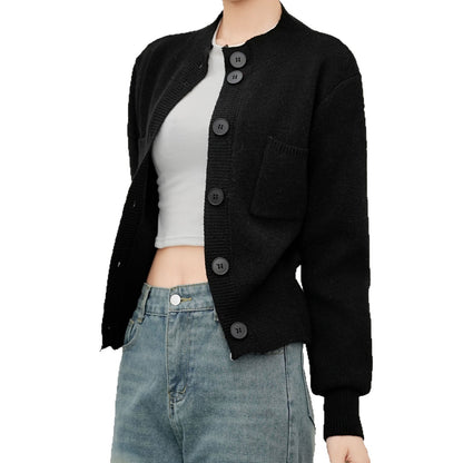 Dames Pull long tendance avec poches pratiques et fermeture à boutons Chic und Stil