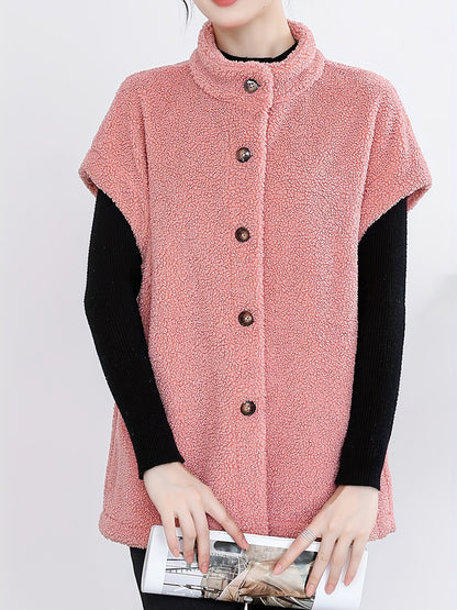 Dames Gilet Douillet avec Boutons et Col Montant Chic und Stil