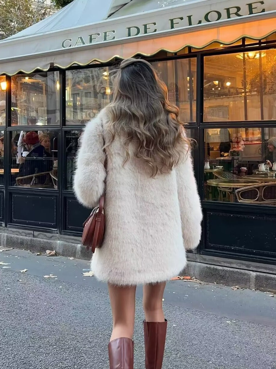 Women's fleece jacket with double lapels Chic und Stil