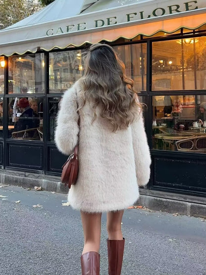 Women's fleece jacket with double lapels Chic und Stil