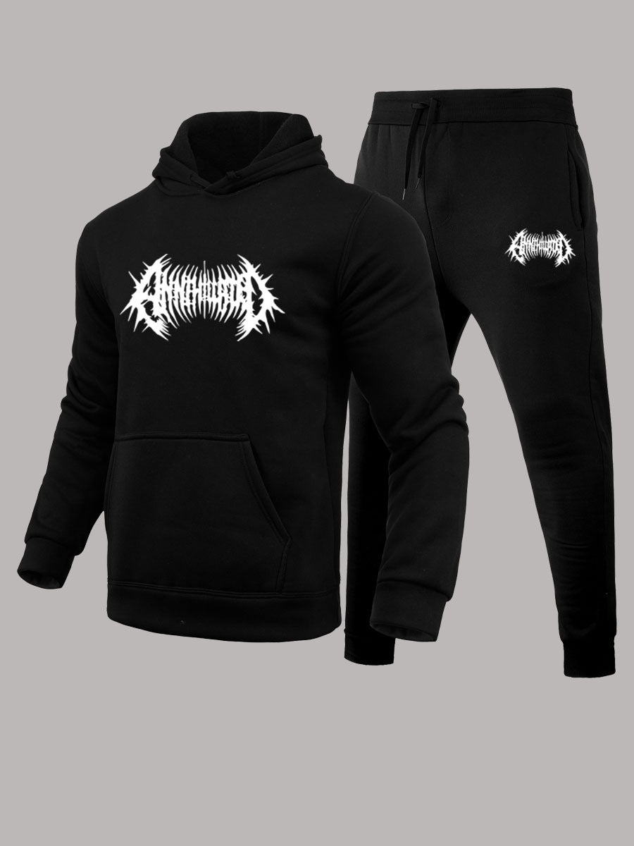 Men's hoodie and jogger pants set with eye-catching graphic design Chic and Style