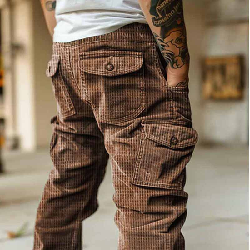 Men's cargo pants with pockets and ribbed texture Chic und Stil