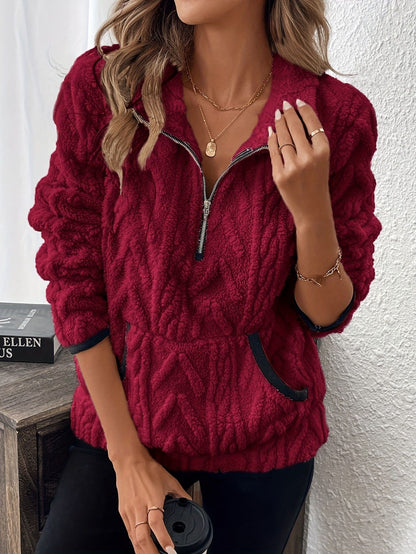 Pull en polaire pour femmes au design tricot moderne avec fermeture éclair Chic und Stil