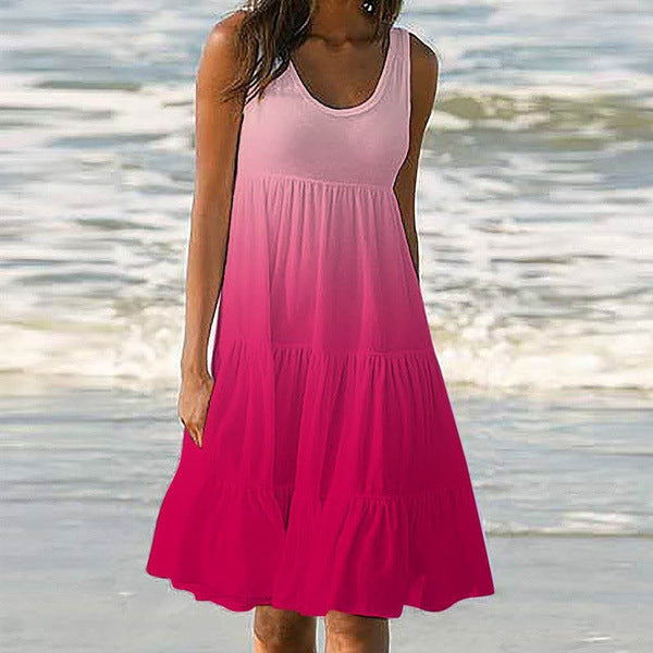 Robe A-Line d'été pour femmes avec design dégradé élégant et détails volants Chic und Stil