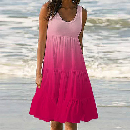 Robe A-Line d'été pour femmes avec design dégradé élégant et détails volants Chic und Stil