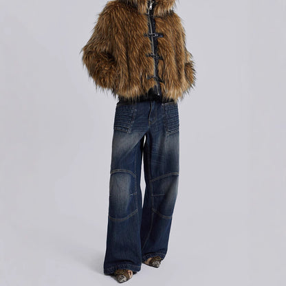 Ladies Clothing in soft printed faux fur with hood Chic and Style
