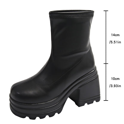 Bottes à tige haute tendance pour femmes avec un large talon bloc Chic und Stil
