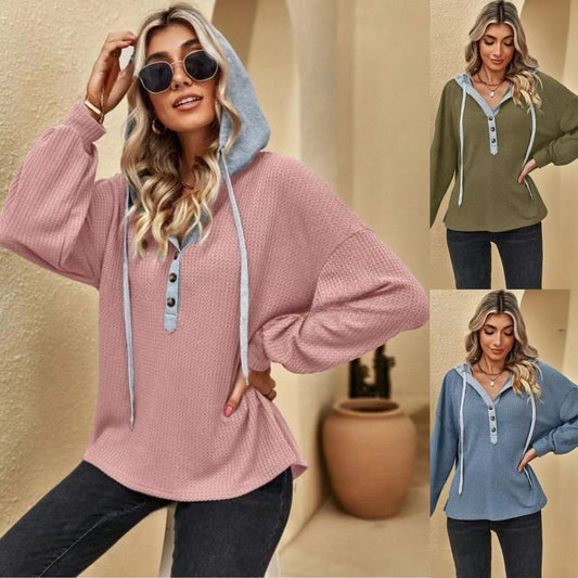 Dames Pull Overized avec Patte de Boutons Chic und Stil