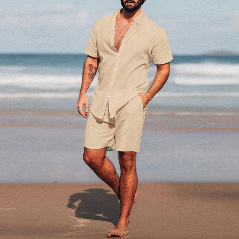 Men's casual short sleeve shirt and shorts set Chic and Style
