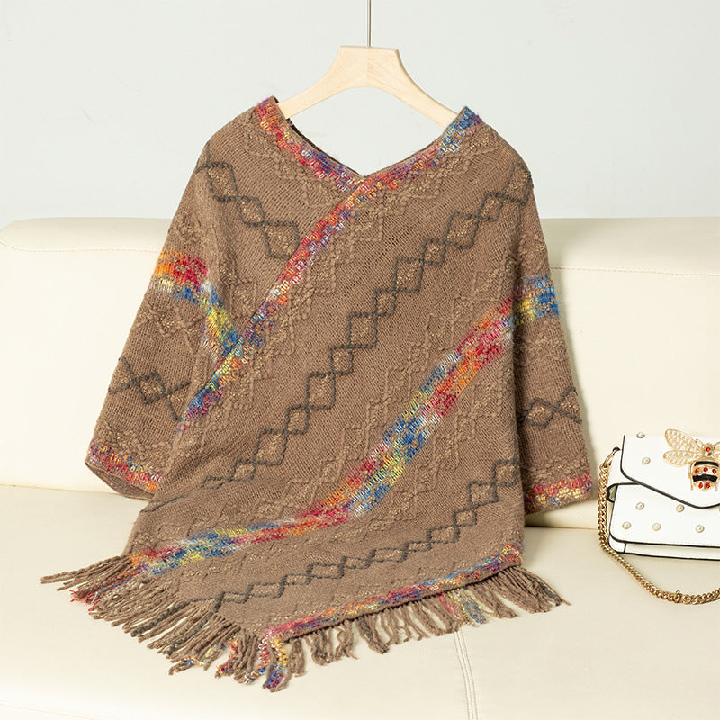 Pull oversize élégant pour femmes avec ourlet à franges et motif unique Chic und Stil