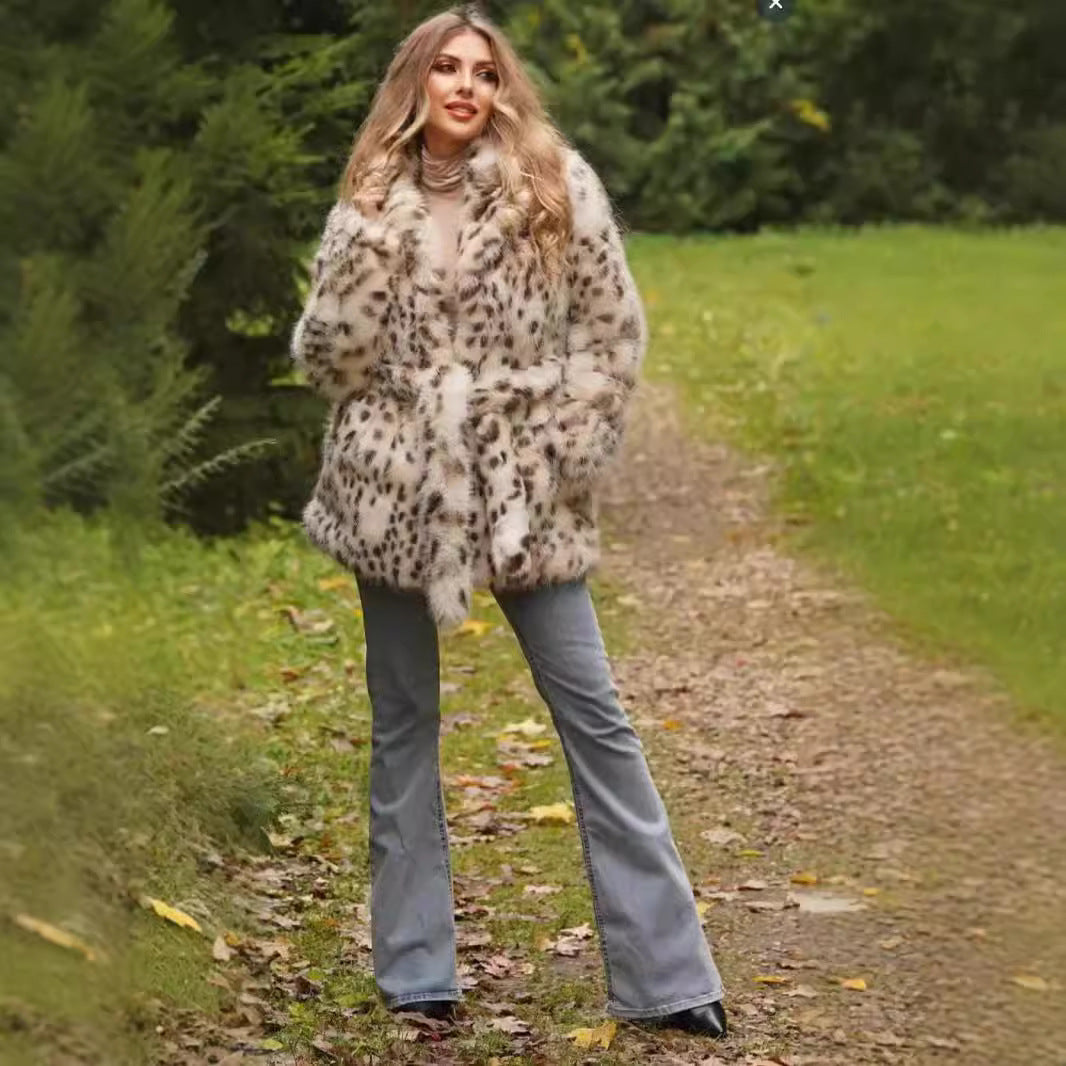 Ladies Glamour Faux Fur Jacket with Belt Chic and Style