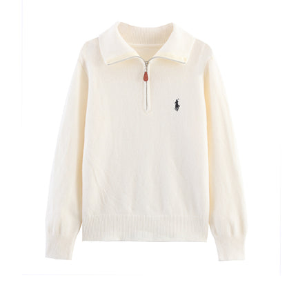 Pull décontracté pour femmes avec col de haute qualité et fermeture à glissière Chic und Stil