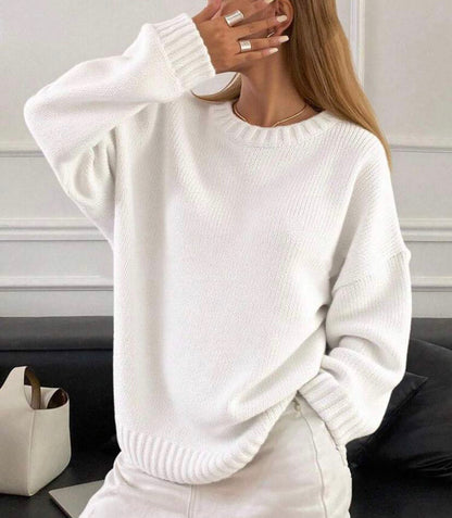 Femme pulls en tricot décontracté et surdimensionné avec col rond Chic und Stil