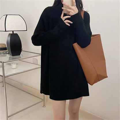 Pull en tricot surdimensionné pour femmes avec col montant et fine structure en côtes Chic und Stil