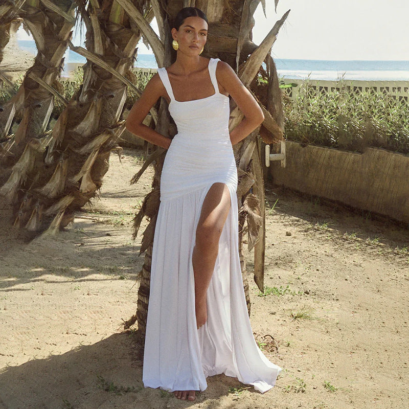 Robe maxi élégante à fronces Chic und Stil pour femmes