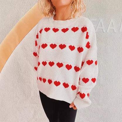 Pull en tricot à motif cœurs confortable pour femmes avec des manches larges Chic und Stil