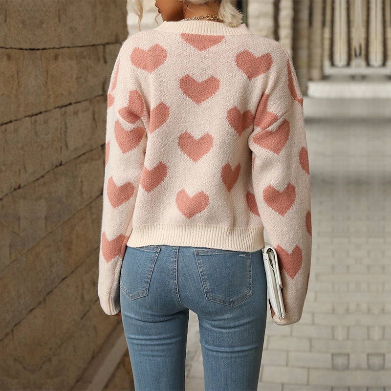 Pull en tricot pour femmes avec motif en forme de cœur et coupe décontractée Chic und Stil