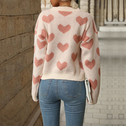 Pull en tricot pour femmes avec motif en forme de cœur et coupe décontractée Chic und Stil