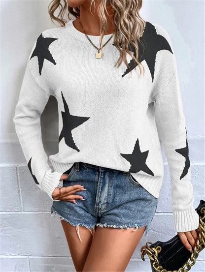 Pull en tricot pour femmes avec un motif étoile frappant et col rond Chic und Stil