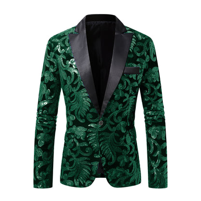 Blazer élégant en sequins pour hommes au design floral luxueux Chic und Stil