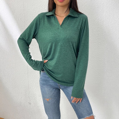 Blouse à manches longues pour femmes avec col moderne et poche poitrine Chic und Stil
