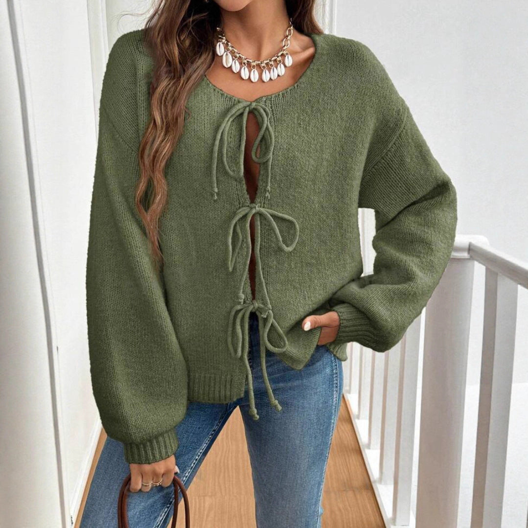 Pull femme avec cordon de serrage et manches décalées Chic und Stil