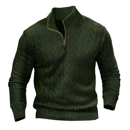 Pull en tricot stylé pour hommes avec col mi-ouvert et motif torsadé Chic und Stil