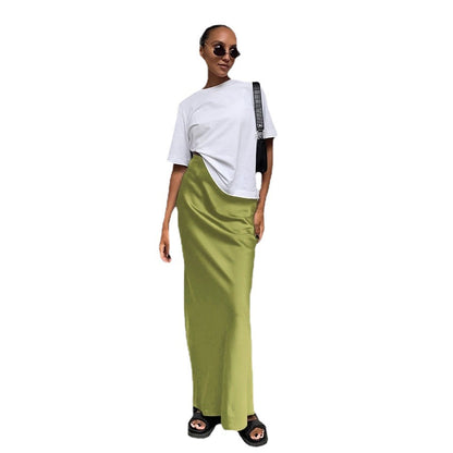 Jupe Maxi en Satin Femmes Chic und Stil